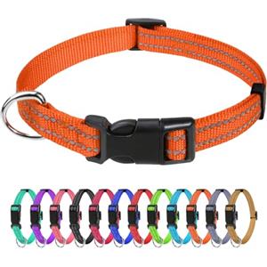 TagME Collare per Cani in Nylon Riflettente, Fibbia Staccabile Durevole, Collari Di Sicurezza Regolabili per Cuccioli, Arancia, Larghezza 1.0 cm