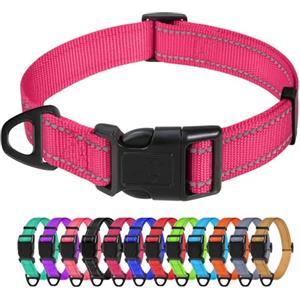 TagME Collare per Cani in Nylon Riflettente, Fibbia Staccabile Durevole, Collari Di Sicurezza Regolabili per Cani Di Piccola Taglia, Rosa Caldo, Larghezza 2.0 cm