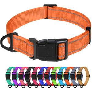 TagME Collare per Cani in Nylon Riflettente, Fibbia Staccabile Durevole, Collari Di Sicurezza Regolabili per Cani Di Piccola Taglia, Arancia, Larghezza 1.5 cm