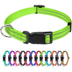 TagME Collare per Cani in Nylon Riflettente, Fibbia Staccabile Durevole, Collari Di Sicurezza Regolabili per Cuccioli, Verde, Larghezza 1.0 cm