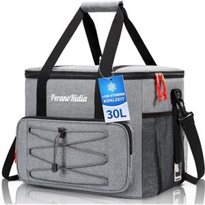 PeranoRidia Borsa Termica 30 Litri, Borsa Frigo Grande Portatile per Alimenti Mantenere Caldo o Freddo, Borsetta campeggio Spiaggia Barbecue Picnic Escursionismo All'aperto Eventi Sportivi, Grigio