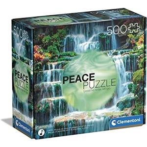 Clementoni- Puzzle The Flow 500pzs Does Not Apply Italia Peace Waterfall-500 Made in Italy, 500 Pezzi, paesaggi, rilassanti, Divertimento per Adulti, Multicolore, Medium, 35117