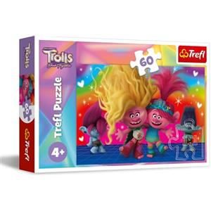Trefl Band Together, Trolls Amichevoli 60 Tessere - Puzzle Colorati con i Personaggi delle Fiabe, Intrattenimento Creativo, Gioco per Bambini a partire dai 4 anni, Multicolore, 17386