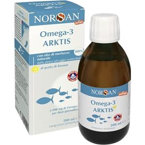 NORSAN Arktis Omega 3 2000mg I Olio di fegato di merluzzo liquido senza reflusso - 1x200 ml Omega 3 EPA DHA I Integratore omega 3 olio di pesce I Olio fegato merluzzo liquido con 800 UI di vitamina D3