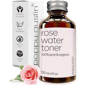 poppy austin Tonico Acqua di Rose Pura - 8x Più Nutrienti, Vegano, Senza Crudeltà, Biologico, Fatto a Mano e Senza Plastica - Tutto Naturale Bio Tonico Viso Idratante per Pelle Impure, Sensibile e Grasse