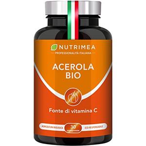 Plastimea Acerola BIO 1000 mg | Ricca di Vitamina C | Riduce la Stanchezza | Potenzia il Sistema Immunitario | Antiossidante | 30 Compresse Masticabili Vegane