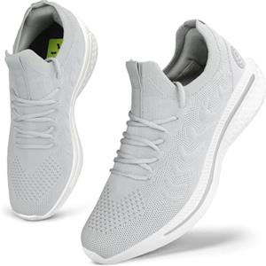 Giniros Scarpe Donna Sneakers Scarpe da Ginnastica Running Donna Corsa Camminata Tennis Outdoor Fitness Jogging Sportive Palestra Scarpe da Lavoro Leggere Traspiranti Casual Comode Grigio Chiaro 42EU