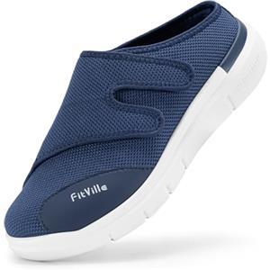 FitVille Pantofole Diabetiche Per Uomo Scarpe Extra Larghe Per Piedi Gonfi Ciabatte Regolabili Per La Neuropatia Dolorosa Dei Piedi Degli Anziani 43 EU X-Large