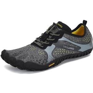 SAGUARO Estate Scarpe Barefoot Minimaliste Uomo Comode e Leggere Antiscivolo Trekking Trail Running Scarpe Asciugatura Rapida Outdoor e Indoor Neroscuro 40