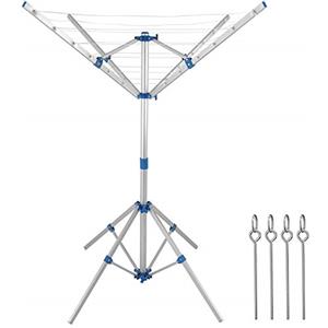 Monzana® Asciugabiancheria Rotante Regolabile Mobile con 4 Picchettii Stendibiancheria da Campeggio Giardino Alluminio