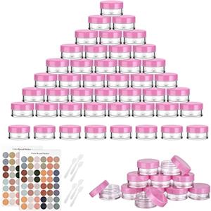 Flintronic Contenitori da Viaggio, 64 Pezzi 5ml , Vasetti Plastica , Trasparente, con Tappo per Cosmetici/Crema/Perline