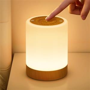 NIWOHOM Lampada da Comodino Senza Fili, Touch Dimmerabile Abat Jour da Comodino con 256 Colori RGB e 5 Modalità, USB Ricaricabile Luce Notturna LED con Funzione Timer per Bambini, Camera da Letto