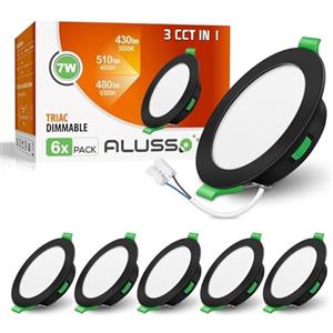 ALUSSO Faretti LED da Incasso 230V, 7W 510Lm Faretti da incasso ultra sottili Dimmerabile, Bianco Caldo 3000K Bianco Neutro 4000K Bianco Freddo 6500K, IP44 Faretti da Bagno per Cucina, Set da 6