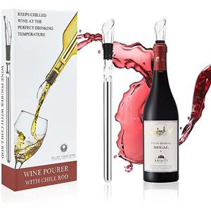 Vicloon Refrigeratore per Bottiglie Vino, Decanter per Vino, con Asta di Raffreddamento, Aeratore e Versatore in Acciaio Inossidabile, Antigoccia e Durevole per Amanti del Vino, 50cc