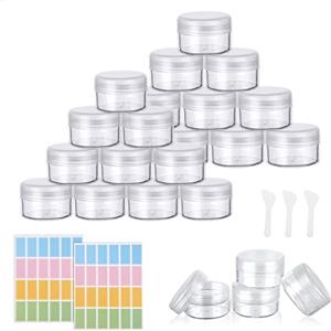 Flintronic Contenitori da Viaggio, 24Pezzi 30+20g Contenitori Cosmetici, Vasetti Plastica Cosmetico, Viaggio Contenitore Cosmetico Trasparente, Contenitori Viaggio con Tappo per Cosmetici/Gel