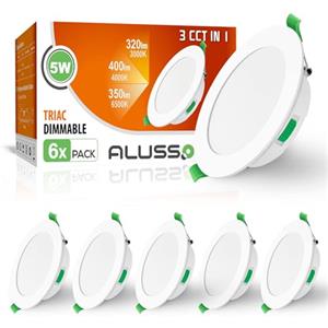 ALUSSO 6 Faretti LED da Incasso, 5W 400Lm Faretti da incasso ultra sottili Dimmerabile, Bianco Caldo 3000K Bianco Neutro 4000K Bianco Freddo 6500K Orientabili, Faretti da Bagno per Cucina, Soggiorno