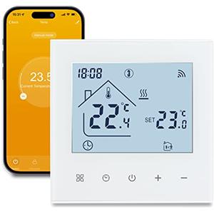 BEOK CONTROLS Beok Termostato Wifi Termostato Smart Ambiente per Riscaldamento Elettrico Programmabile Termostato Senza Fili Con Sensore Esterno, Display LCD Compatibile Alexa, Google Home 16A TDR89W-WIFI-EP Bianco