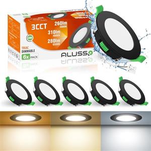 ALUSSO Faretti LED da Incasso 230V, 4W 310Lm Faretti da incasso ultra sottili Dimmerabile, Bianco Caldo 3000K Bianco Neutro 4000K Bianco Freddo 6500K, IP44 Faretti da Bagno per Cucina, Set da 6