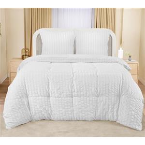 Utopia Bedding Seersucker Copripiumino Matrimoniale 240x260 - Microfibra Copripiumino 240x260cm + Federe 65x65cm - Bianco