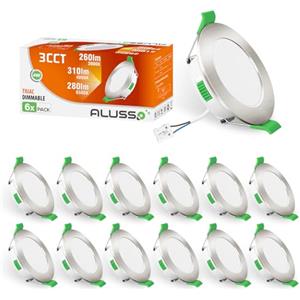 ALUSSO 12 Faretti LED da Incasso, 4W 310 Lumen Dimmerabile luci ultrasottili da soffitto e per l'illuminazione da interno, Lampada Bianco Caldo 3000K Bianco Neutro 4000K Bianco Freddo 6500K da Incasso