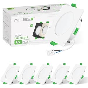 ALUSSO Faretti LED da Incasso per Cartongesso Dimmerabili, Ultrasottili 4W IP44 3000K 4000K 6500K Faretti LED Soffitto, AC 220-240V, Diametro Foro Ø55-68mm, Set di 6