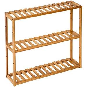 TecTake Scaffale in legno espositore libreria bamboo bagno dispensa ufficio - modelli differenti - (3 ripiani | 60x15x54.5cm | No. 401648)