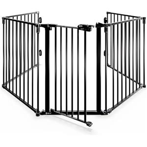 CASARIA® Cancelletto di Sicurezza per Caminetto per Bambini con Sportello in Metallo 306x76cm Protezione Cani Animali Barriera Cancello Camino Scale Stufa