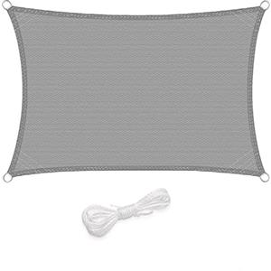 WOLTU Vela ombreggiante 3x5m in HDPE 180 g/m² Traspirante Tenda a Vela Parasole Rettangolare Protezione Solare Respirante Anti UV Giardino Esterni Grigio Chiaro
