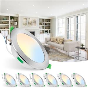ALUSSO 6 Faretti LED da Incasso, 5W 400 Lumen Dimmerabile luci ultrasottili da soffitto e per l'illuminazione da interno, Lampada Bianco Caldo 3000K Bianco Neutro 4000K Bianco Freddo 6500K da Incasso