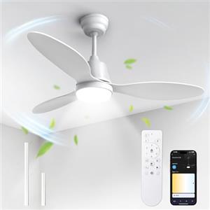 BLITZWILL Ventilatore da Soffitto con Luce, Ø106cm Ventilatori da soffitto con Illuminazione LED, Controllo App&Telecomando, 6 Velocità, 3 Colori Dimmerabile, 3 Pale, Silenzioso, Estate-Inverno,Timer