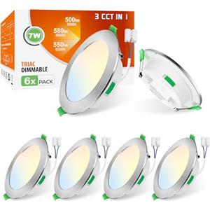 ALUSSO 6 Faretti LED da Incasso, 7W 580 Lumen Dimmerabile luci ultrasottili da soffitto e per l'illuminazione da interno, Lampada Bianco Caldo 3000K Bianco Neutro 4000K Bianco Freddo 6500K da Incasso