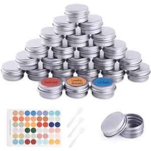 Flintronic Contenitori da Viaggio, 24 Pezzi 5ml Contenitori Cosmetici, Vasetti Alluminio Cosmetico, Viaggio Contenitore Cosmetico, Contenitori Viaggio con Tappo per Cosmetici/Crema/Perline