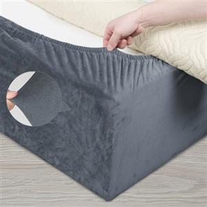 DUJUIKE Mantovana Giroletto Vestiletto Coprirette, Mantovana in velluto riccio per divano letto, Protezione Del Giroletto, Trasforma una base per letto(Letti gemelli:120-137cm,Grigio)