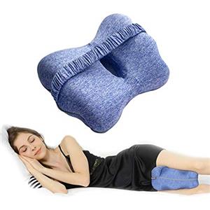 LAPONO Cuscino per ginocchia in memory foam per dormire su un fianco, cuscino ortopedico per gambe a forma di farfalla cinturino elastico aiuta a facilitare la circolazione e l'allineamento della sciatica