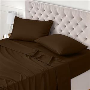 Utopia Bedding - Set Lenzuola Matrimoniali 4 Pezzi 180x200 cm - Set Lenzuola Letto, Spazzolata Poliestre di Microfibra - Lenzuolo con Angoli, Lenzuolo Piatto e 2 Federe 50x75, Marrone