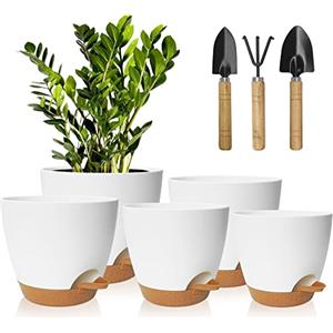 Idealife Vasi Da Giardino Set Di 5, 17.8/16.5/15.2/13.9/12.7cm Vasi Di Fiori Per Piante, Stile Moderno Vasi in Per Piante Grasse O Cactus Con 178 Fori Di Scarico, Decorativo Succulente Piante Vasi Da Fioriere