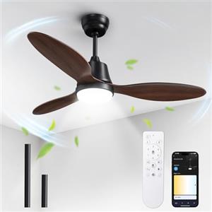BLITZWILL Ventilatore da Soffitto con Luce, Ø106cm Ventilatori da soffitto con Illuminazione LED, Controllo App&Telecomando, 6 Velocità, 3 Colori Dimmerabile, 3 Pale, Silenzioso, Estate-Inverno,Timer