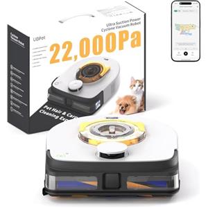UBPET 22000 Pa Robot Aspirapolvere Peli Animali Domestici su Tappeti e Pavimenti Lavapavimenti a Ciclone, Robot Pulitore con Navigazione LiDAR, Controllo Wi-Fi/App (Grigio)