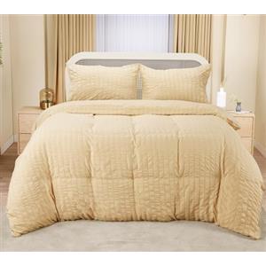 Utopia Bedding Set Copripiumino Seersucker - Include 1 Copripiumino 200x200 cm con chiusura a cerniera, 2 Federe 50x75 cm con chiusura a busta; il piumino è venduto separatamente.