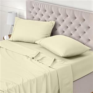 Utopia Bedding - Set Lenzuola Matrimoniali 4 Pezzi 150x200 cm - Set Lenzuola Letto, Spazzolata Poliestre di Microfibra - Lenzuolo con Angoli, Lenzuolo Piatto e 2 Federe 50x75, Avorio