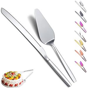 Evanda Set di coltelli e servitori per torte nuziali, per tutti i giorni, per matrimoni e compleanni, lavabili in lavastoviglie