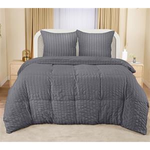 Utopia Bedding Set Copripiumino Seersucker - Include 1 Copripiumino Matrimoniale 260x240 cm con chiusura a cerniera, 2 Federe 65x65 cm con chiusura a busta; il piumino è venduto separatamente.