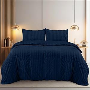 Utopia Bedding Set Copripiumino Seersucker - Include 1 Copripiumino 200x200 cm con Chiusura a Cerniera, 2 Federe 50x75 cm con Chiusura a Busta; Il Piumino è Venduto separatamente.