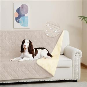 DUJUIKE Copridivano impermeabile, Coperta 100% impermeabile per cani, telo impermeabile divano, Copriletto impermeabile per cani,gatti, fondo antiscivolo (Crema, 132-208cm(1 Pack))