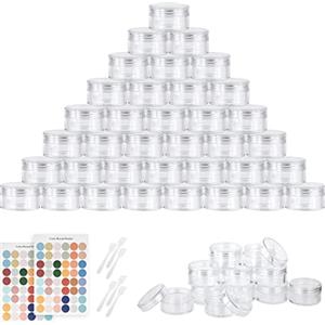 Flintronic Contenitori da Viaggio, 64 Pezzi 5ml Contenitori Cosmetici, Vasetti Plastica Cosmetico, Viaggio Contenitore Cosmetico Trasparente, Contenitori Viaggio con Tappo per Cosmetici/Crema/Perline