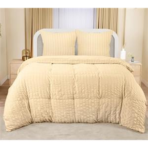Utopia Bedding Set Copripiumino Seersucker - Include 1 Copripiumino Matrimoniale 240x220 cm con chiusura a cerniera, 2 Federe 65x65 cm con chiusura a busta; il piumino è venduto separatamente.