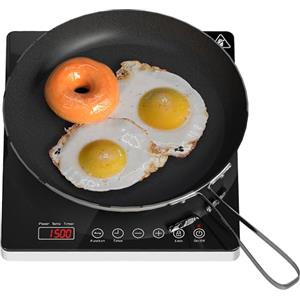 HOMCOM Piastra a Induzione a Potenza e Temperatura Regolabile con Pannello Touch per Pentole 12-26 cm, Fornello a Induzione in Plastica e Vetro, 31x27x4.2 cm, Nero