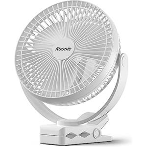 Koonie 20CM Ventilatore a 10000mAh Batteria, Ventilatore USB Portatile, Ventilatore da Tavolo Silenzioso, 4 Velocità & 360° Rotazione, per Casa,Ufficio,Campeggio,Passeggino, All'aperto (Bianco)