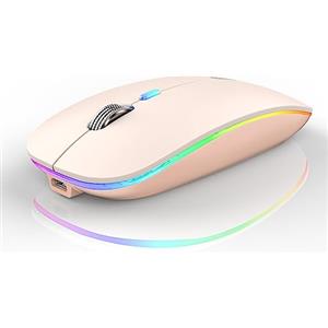 Uiosmuph G12 Mouse Wireless, 2,4 GHz con Ricevitore USB Mouse Senza Fili, DPI Regolabile LED Mouse Wireless for Mac/PC/Laptop/iPad - Rosa
