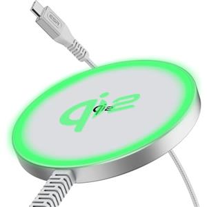 ESR Stazione di Ricarica Qi2 Magsafe, Pad di Ricarica per iPhone, Caricabatterie Wireless Magnetico Compatibile con iPhone Serie 15/14/13/12, AirPods 4/Airpods PRO, con Cavo A/C, Argento
